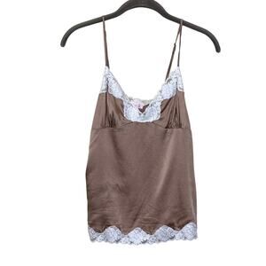 Taupe silk camisole, small, lace, classic, layering, effortless, elegant, boho